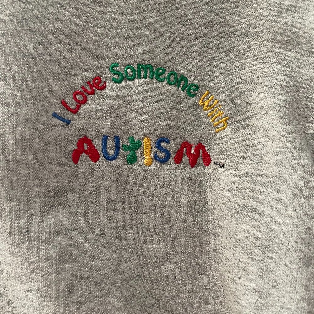 I Love Someone with Autism Full Zip Hoodie L Autism Awareness